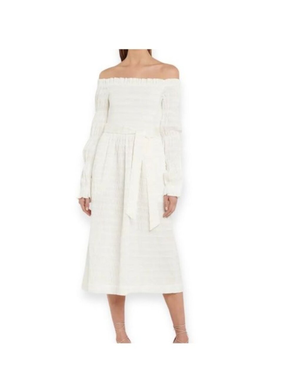 New with Tag, Rebecca Vallance Jame off-the-shoulder belted midi dress, Size 4US